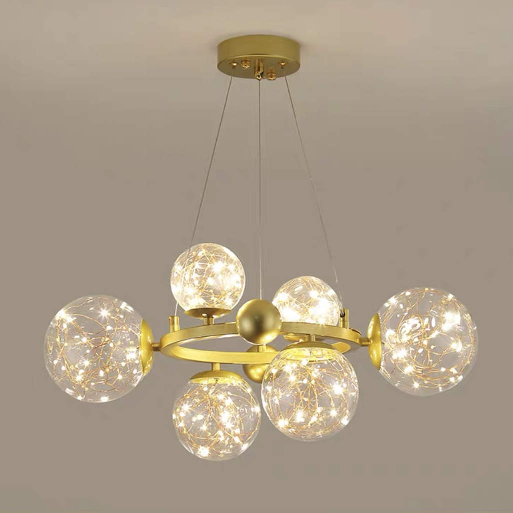 Starry Ball Chandelier clear product view with six heads