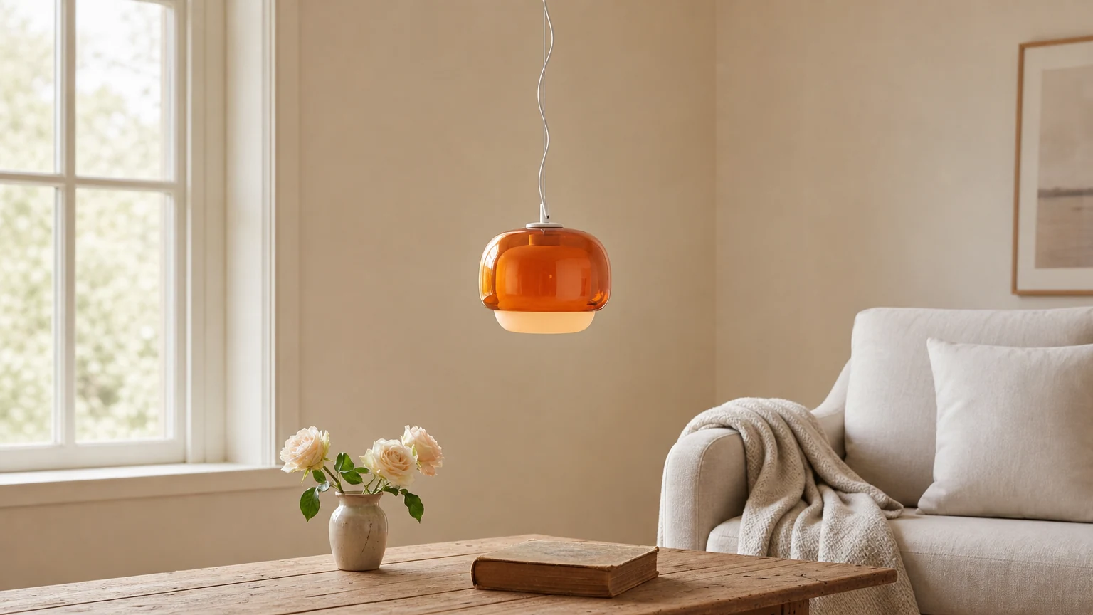 Lampa wisząca w kształcie grzybka Clinco w kolorze szkła we wnętrzu