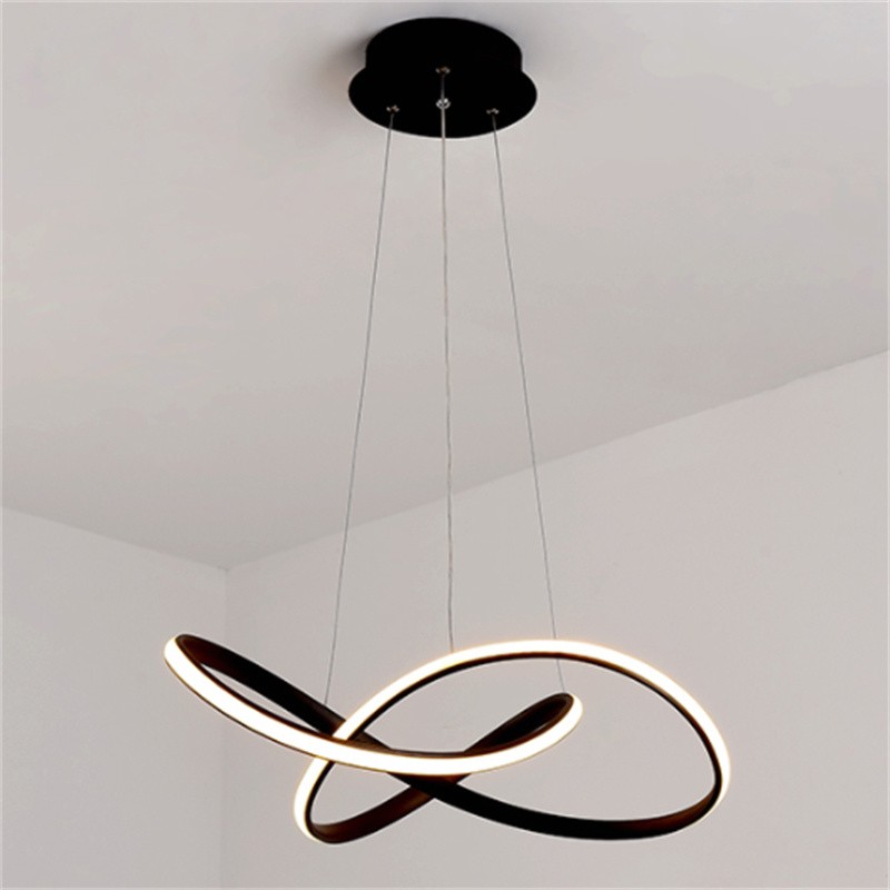 Svart GRANDEUR modern LED-pendellampa på enfärgad bakgrund