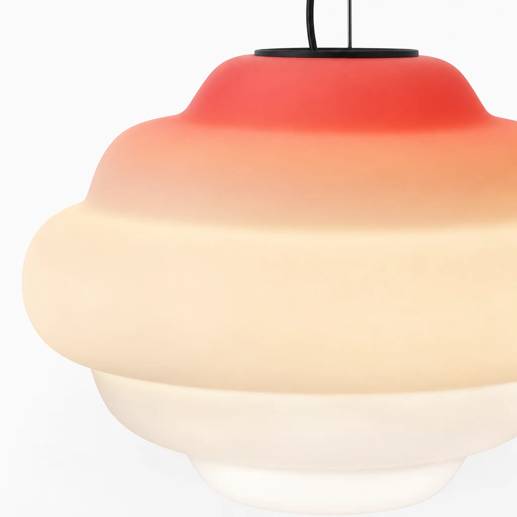 Close-up detail of the Gradient Cloudy Pendant Lamp frosted glass and colored finish