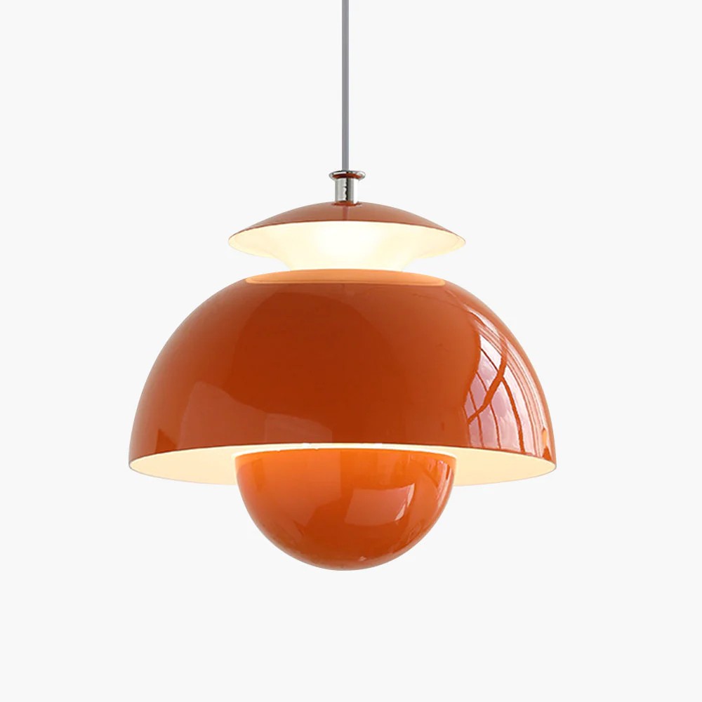 Orange modern metallpendellampa med blomknoppar S88