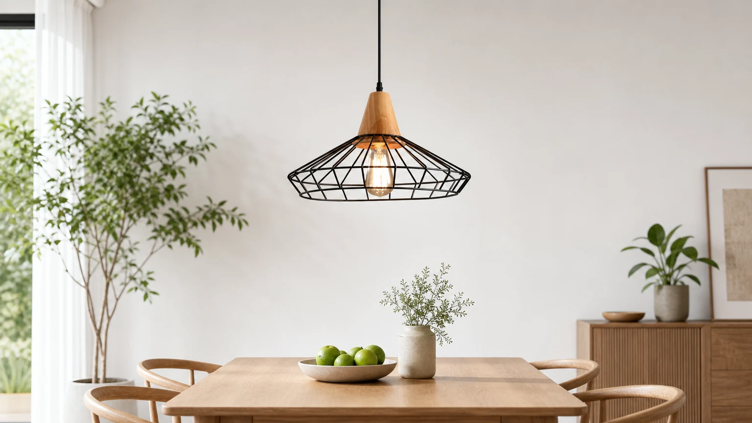 Lampa wisząca ZINCE w klatce w pomieszczeniu