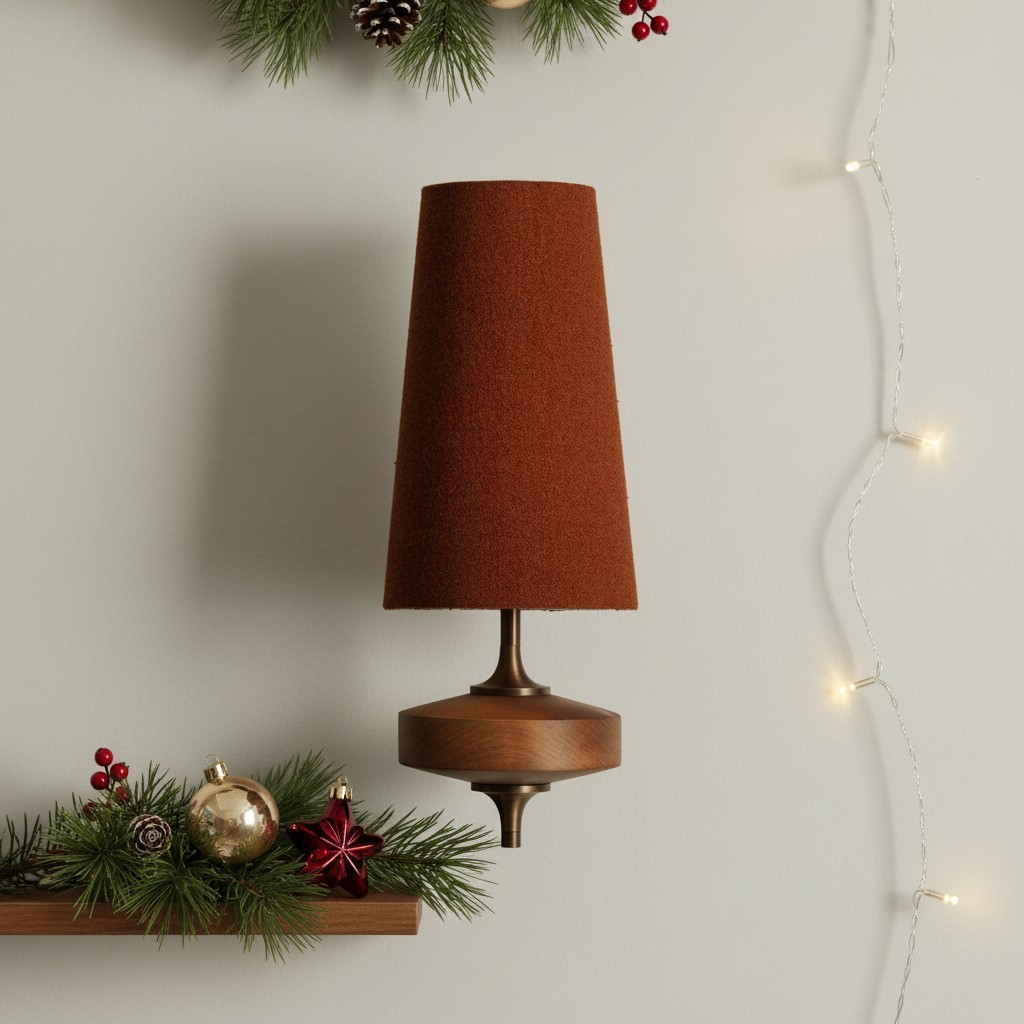 Single red fabric Chrona Rho wall lamp in a styled wall scene