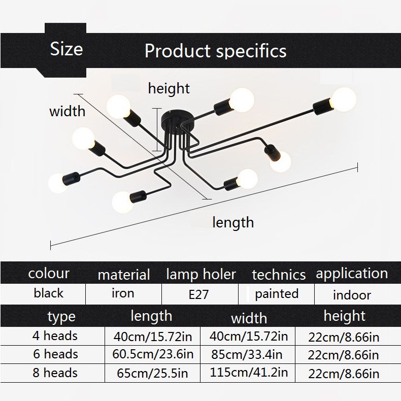 Avize Chandelier dimensions and specification diagram