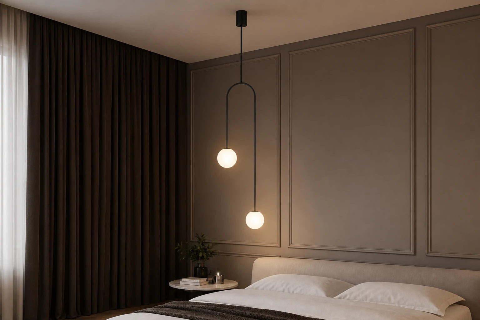 Lampada a sospensione STROBE High Low in una scena di arredamento d'interni