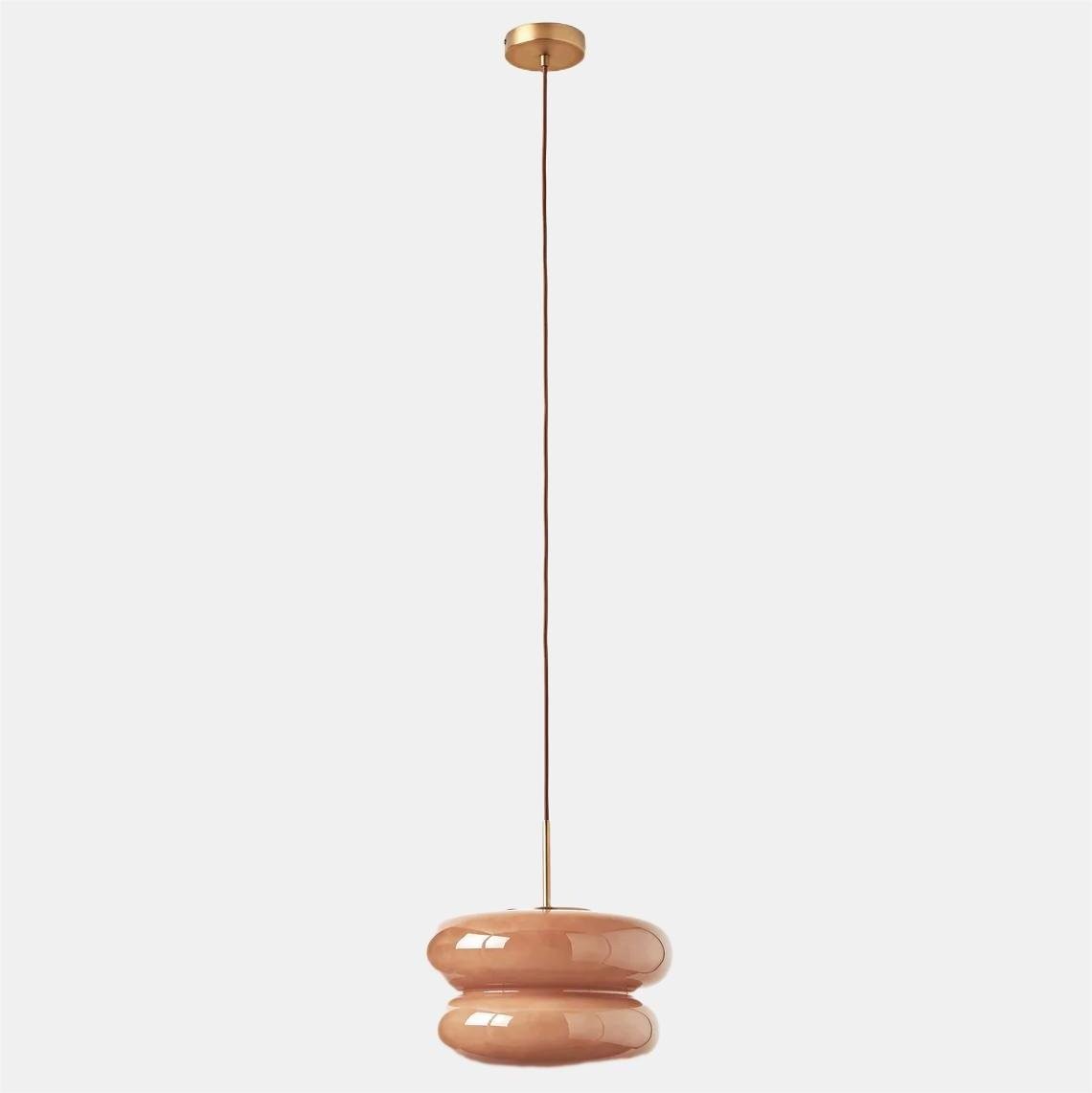 Full Dusky Pink Orra pendant lamp with canopy and cable