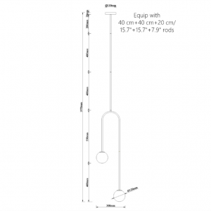 Schema dimensionale della lampada a sospensione STROBE High Low