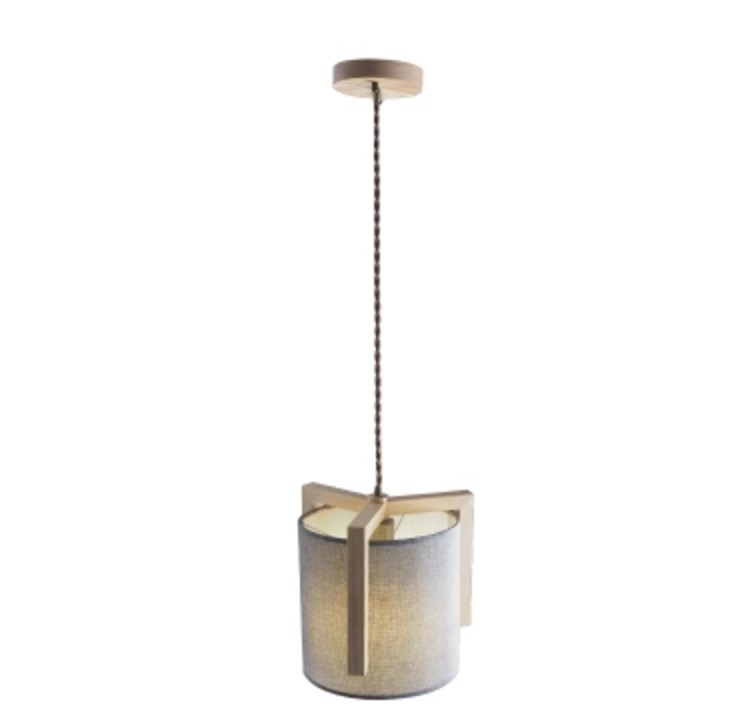 Full view of MILLER Textile Shade Hanging Light with canopy, cord and shade