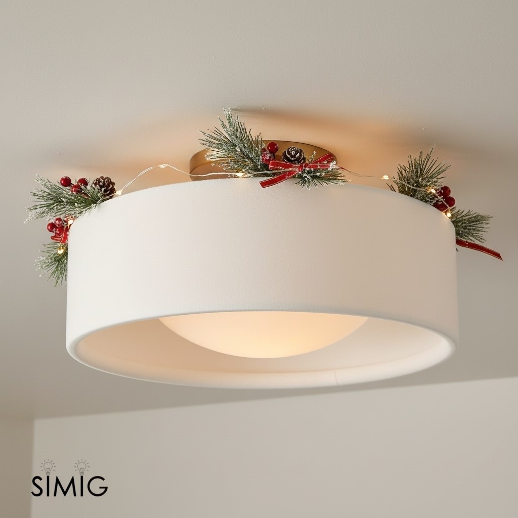 Close view of white porcelain Cerova flush mount shade and diffuser