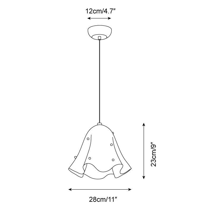 French Skirt Pendant Lamp dotted version dimensions diagram