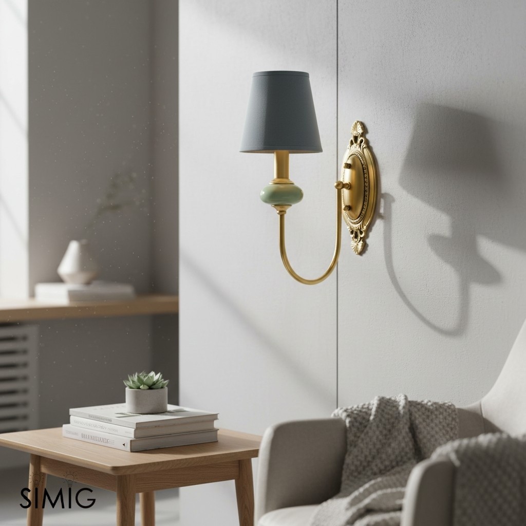 Aplique de pared Elaris en tono gris en una escena de estilo sala de estar.