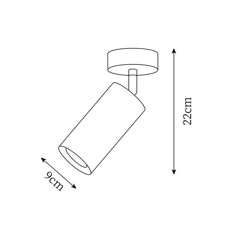 Single head wooden track light dimension diagram