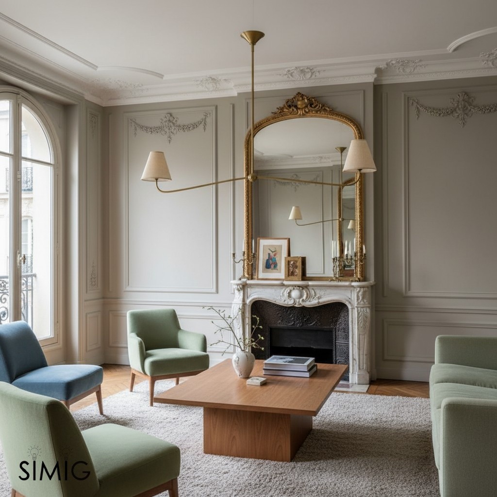 Fibura chandelier in a classic living room