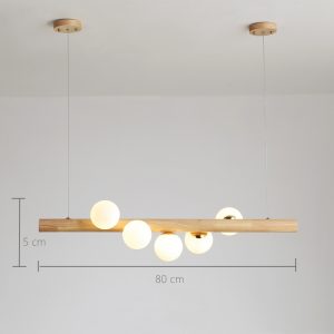 Schemat wymiarowy lampy wiszącej Dot Line przedstawiający długość 80 cm i wysokość 5 cm
