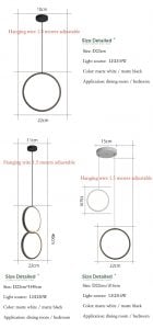 Ring LED Pendant Light size and configuration diagram