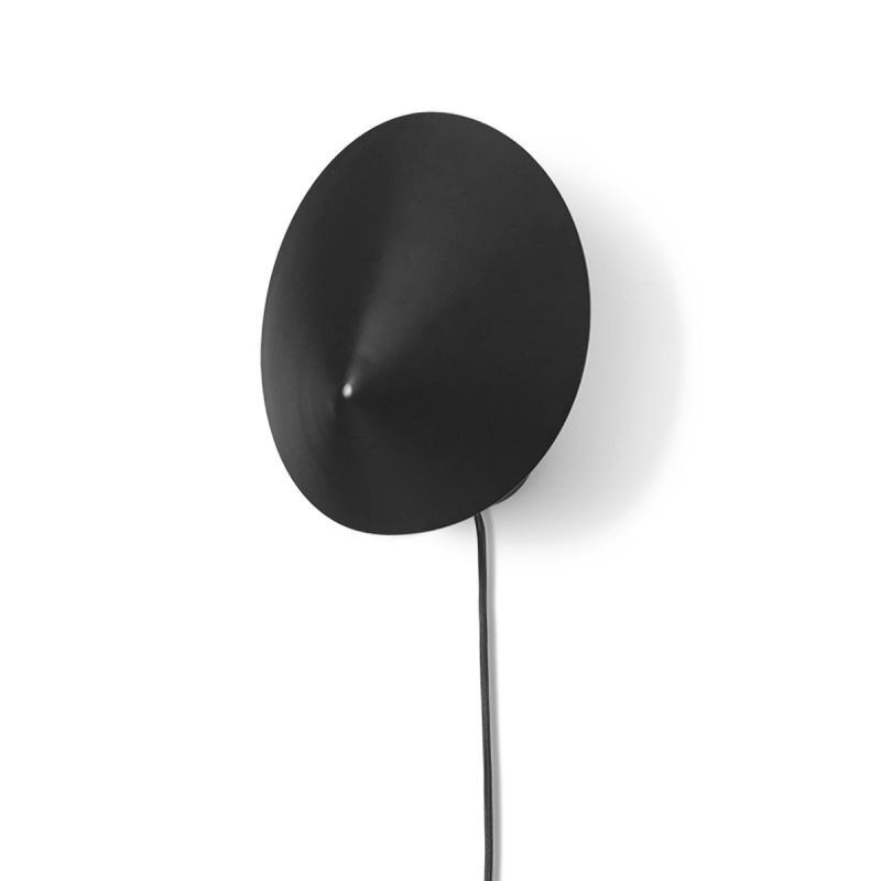Black wall lamp backplate and cord detail