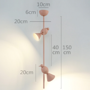 Dibujo dimensional para la lámpara colgante con forma de pájaro posado FLYCATCHER