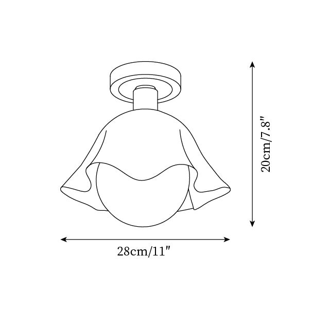 French Flower Ceiling Light P061 dimensions 28cm diameter and 20cm height