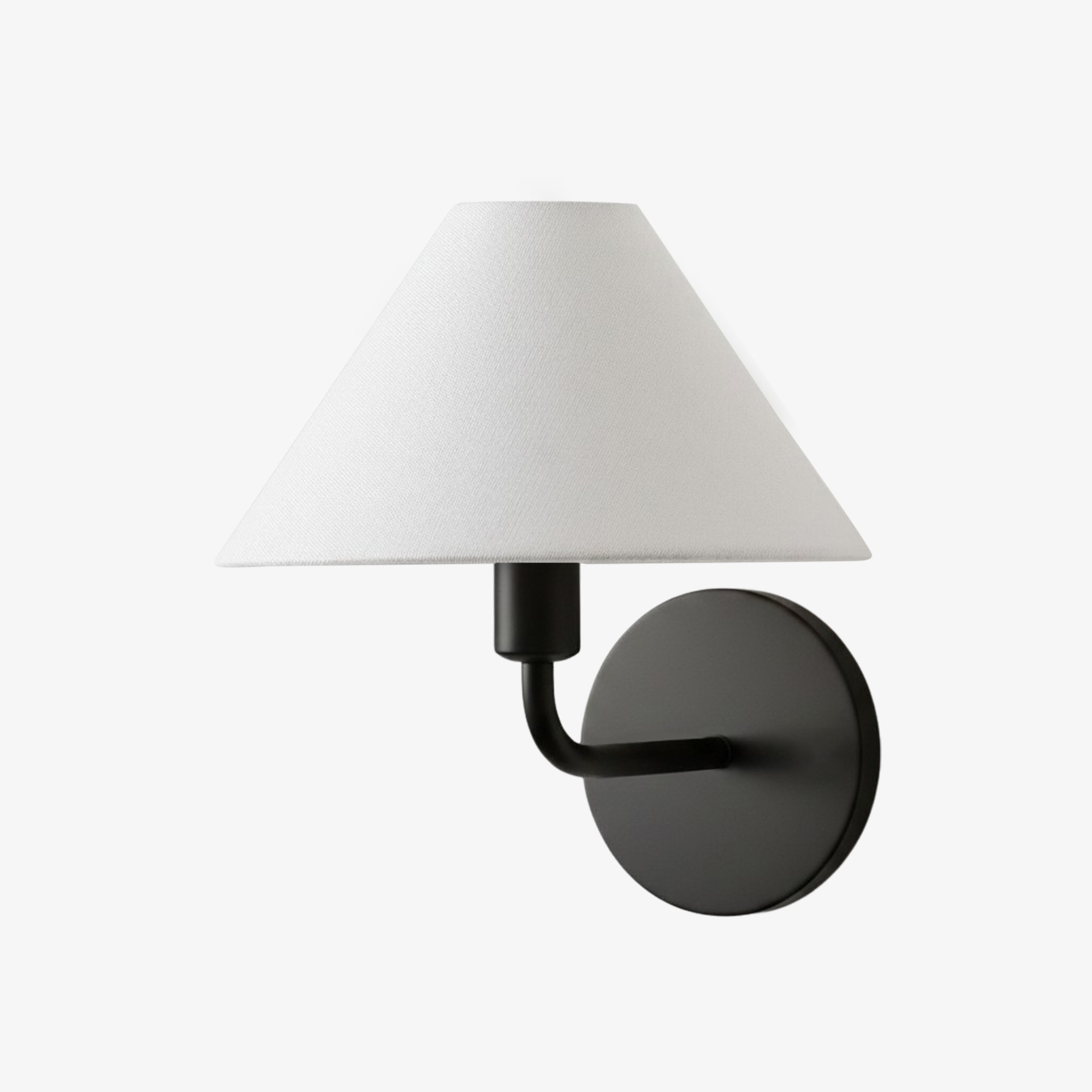 Aplique de pared Diora, variante en negro mate con pantalla blanca.