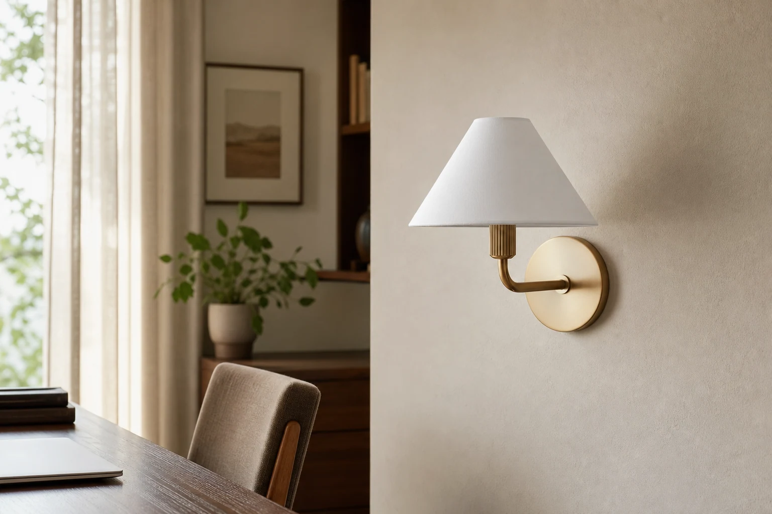 Aplique de pared Diora en una escena de una habitación de estilo de vida.