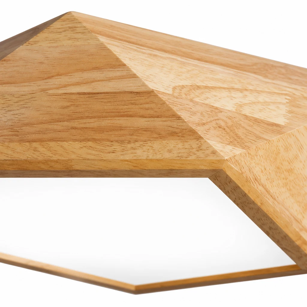 Close detail of the LEXA wood finish and acrylic diffuser