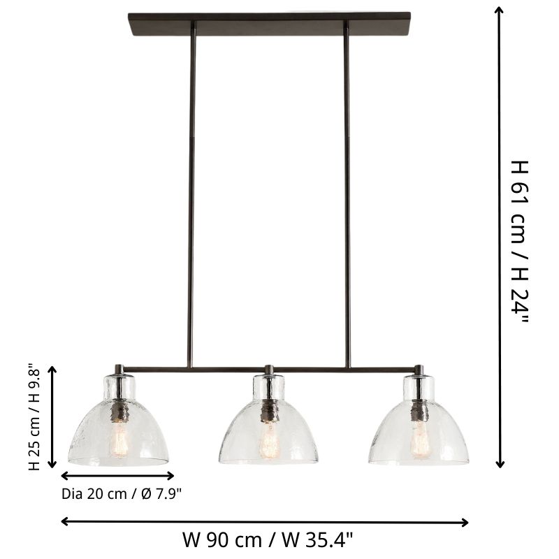 Glavira chandelier dimension diagram