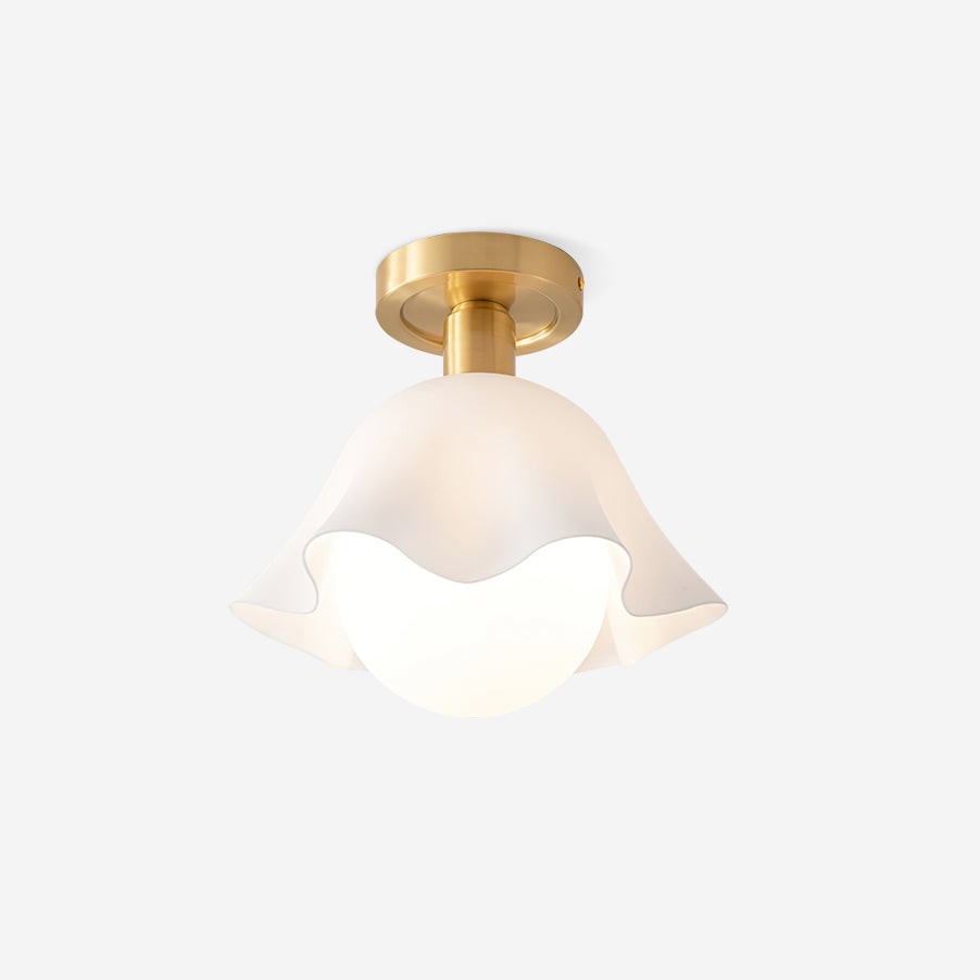 French Flower Ceiling Light P061 brass and white product view