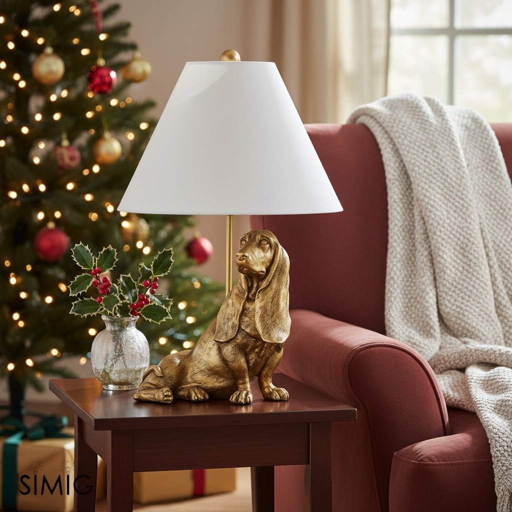 Pawdia lamp on a living room side table