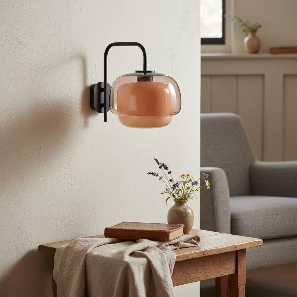 Peach Clinco wall lamp in a living room setting