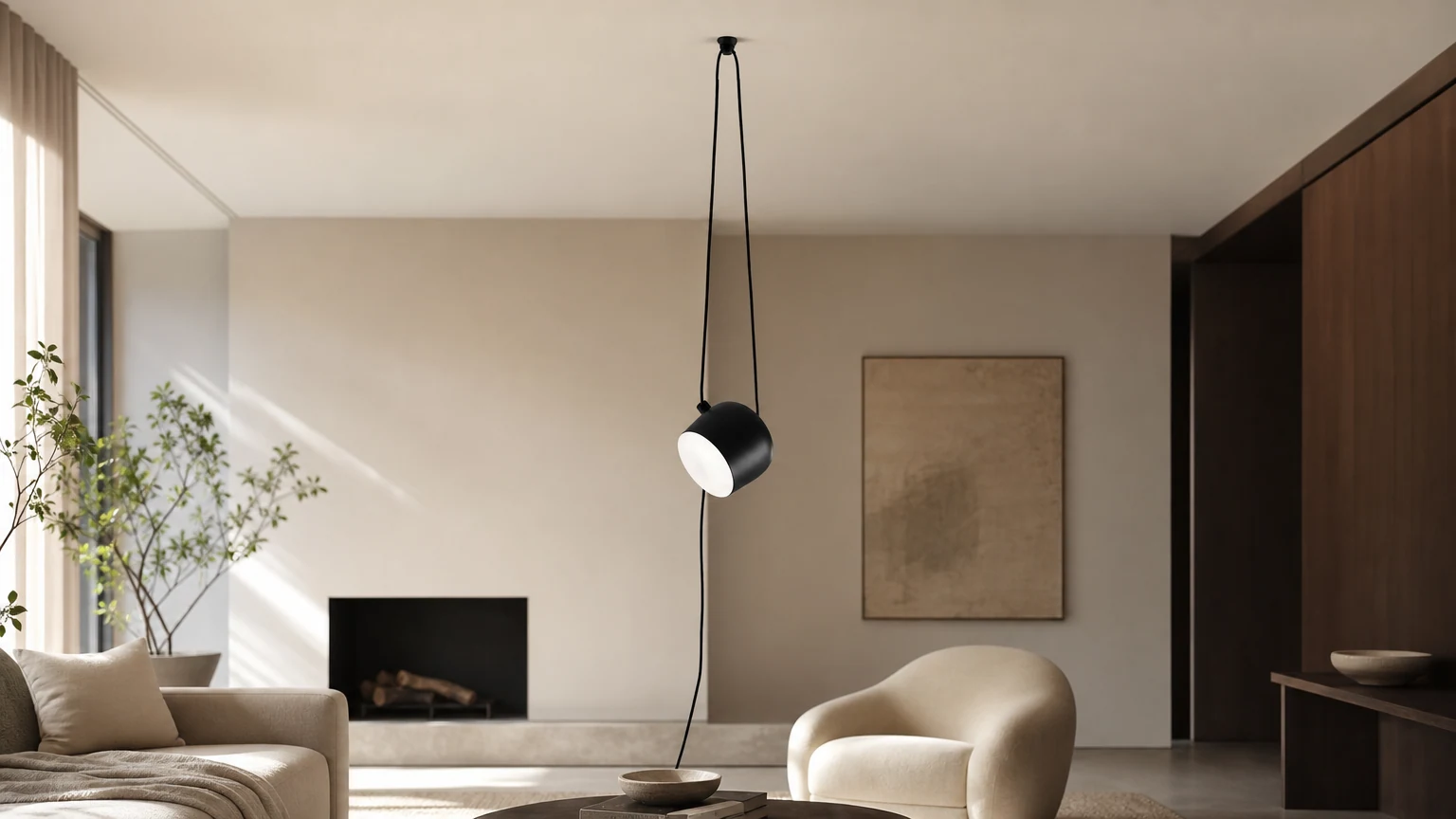 Lampada a sospensione multipla S03 in un ambiente da soggiorno