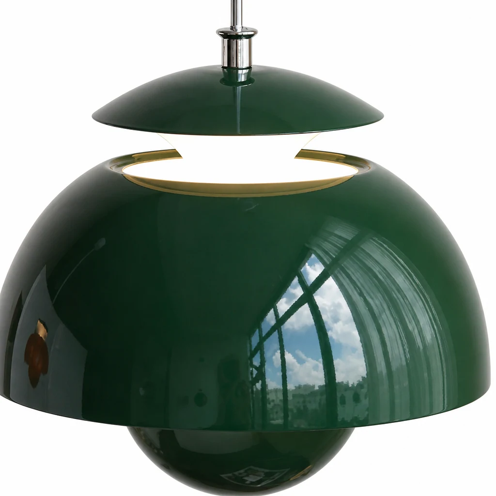 Närbild på den moderna taklampan Flower Bud i metall S88 i metallskärm