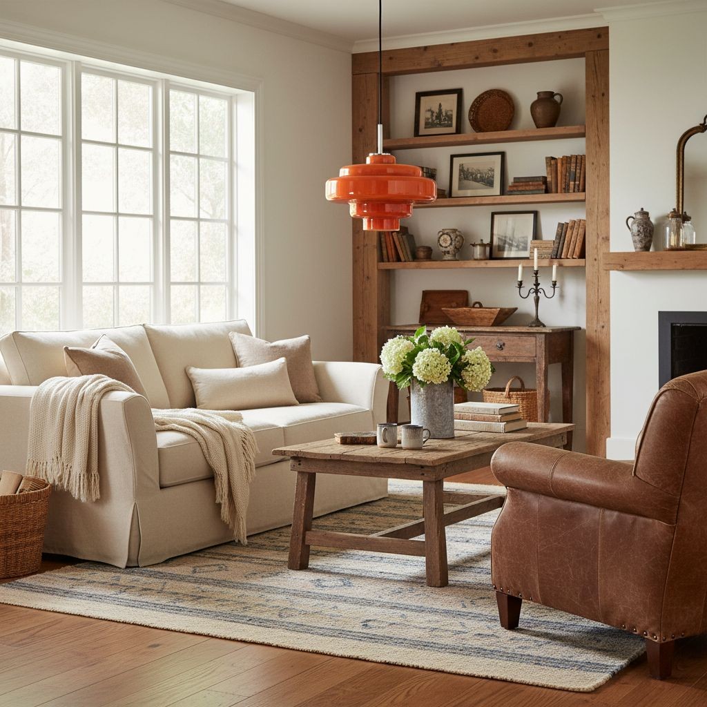 Orange Koloro pendant in living room scene