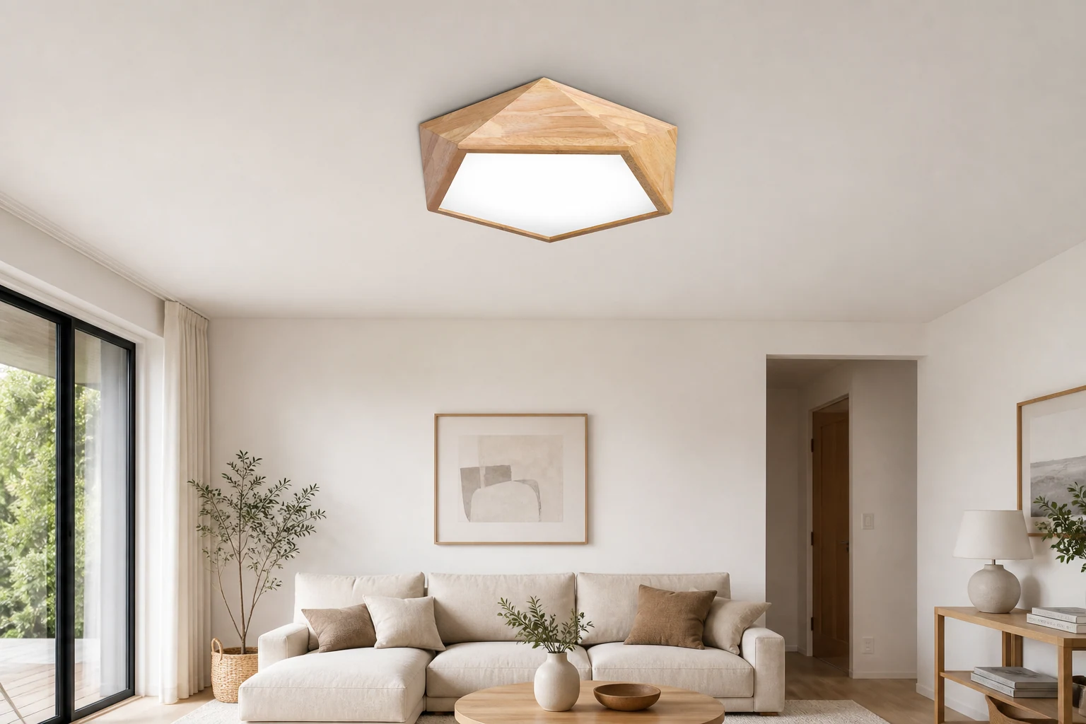 LEXA wood ceiling light lifestyle room scene