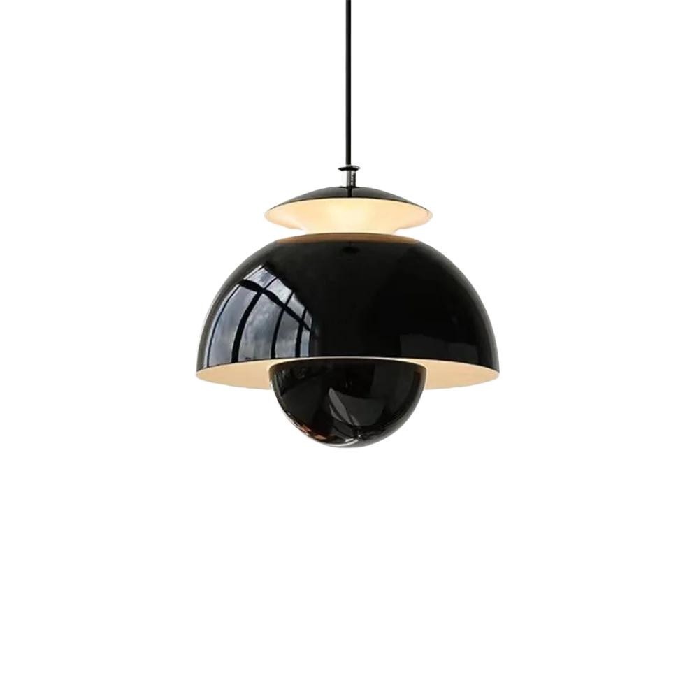 Svart modern metallpendellampa med blomknoppar S88