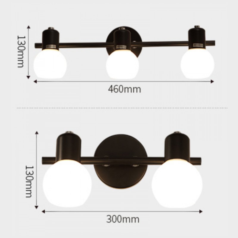 Tabella delle dimensioni per le versioni a 2 e 3 luci dell'applique BERTULA Classic.