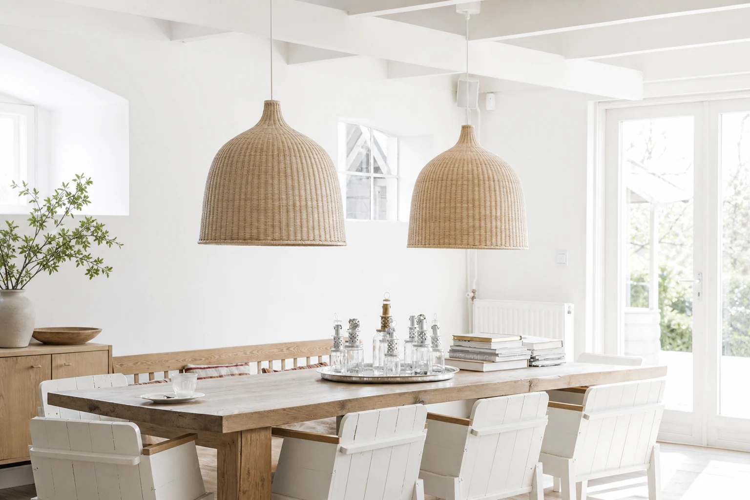 Rattan pendant light in a lifestyle room scene