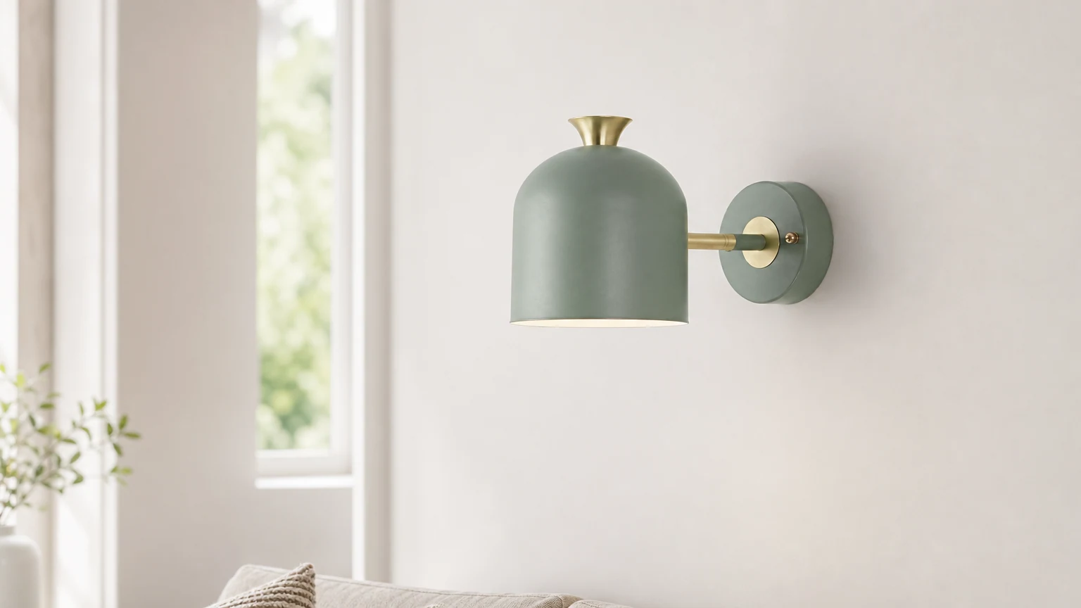 Urocza lampa ścienna Macaron w jasnej scenie wewnętrznej