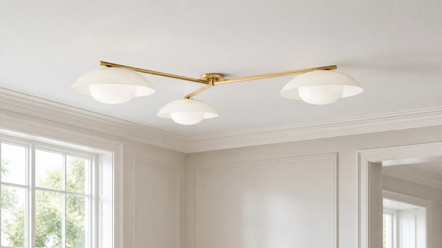 Elorina 3-light flush mount ceiling light installed in a modern room