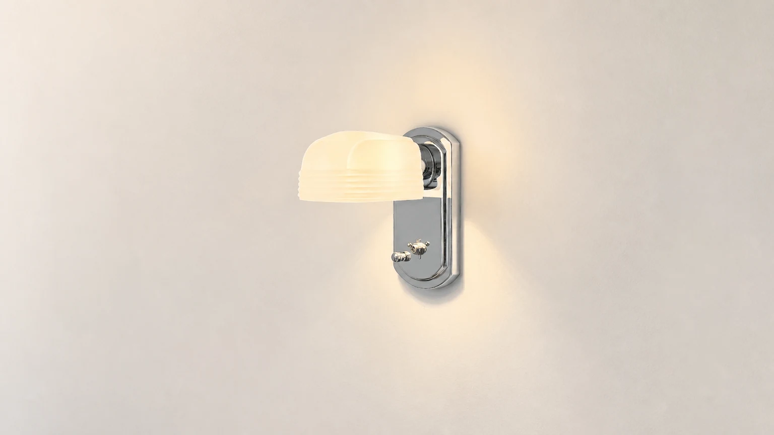 Die Bauhaus Creative Industrial Wandleuchte T031 aus weißem Glas ist an einer Wand installiert.