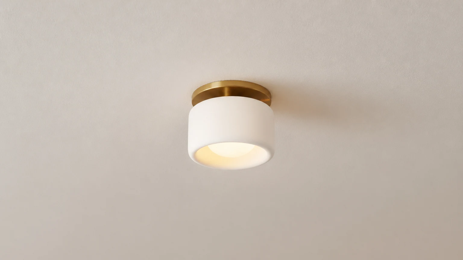 Cerova round porcelain flush mount ceiling light in a room setting