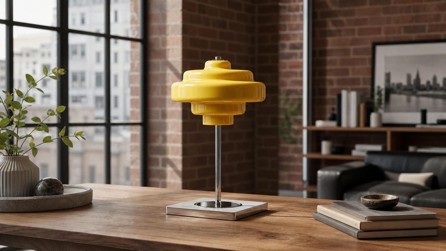 Koloro glass table lamp styled in a warm interior scene