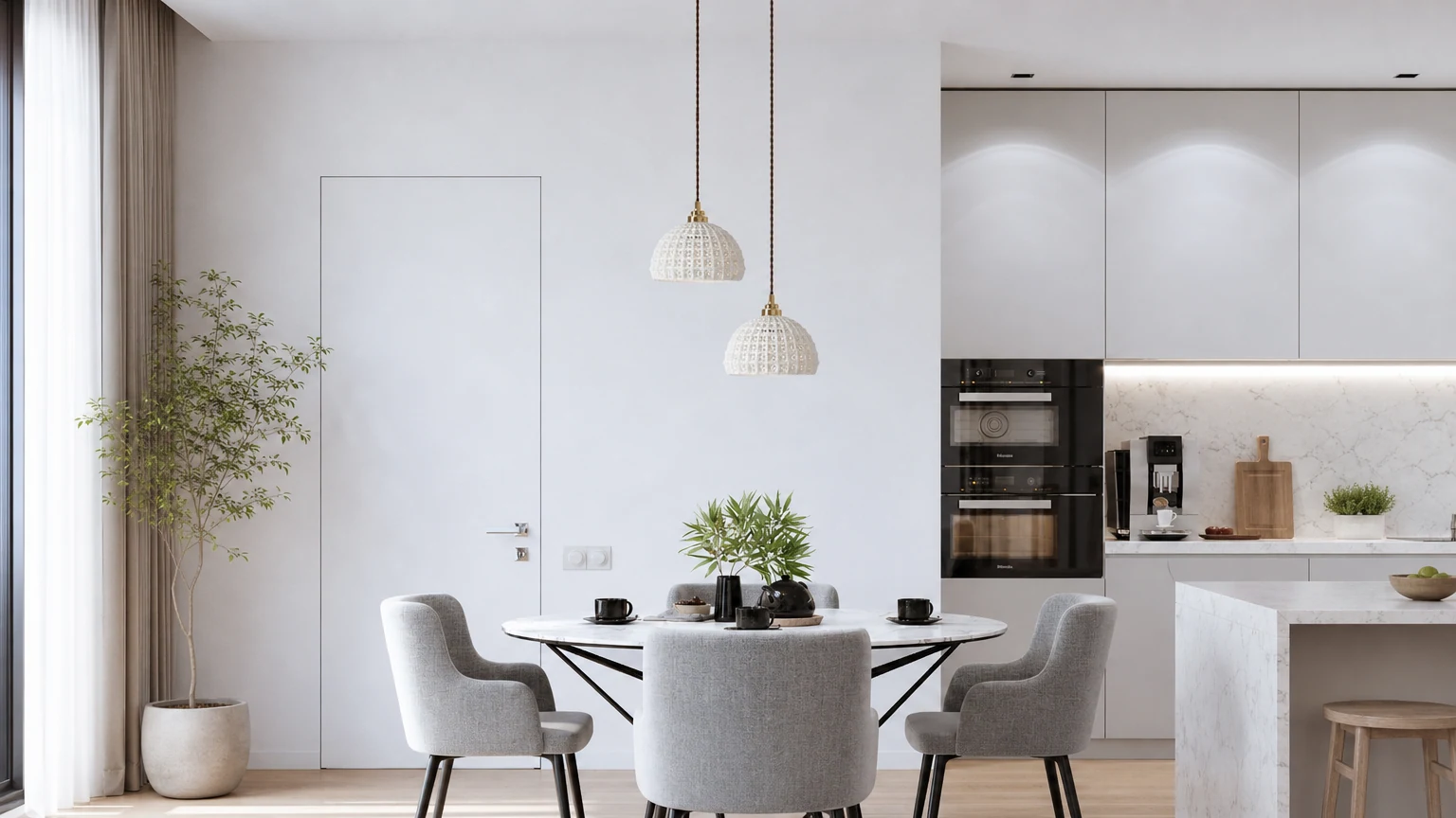 Ceramiczna lampa wisząca z koszem kwiatów w ciepłym wnętrzu
