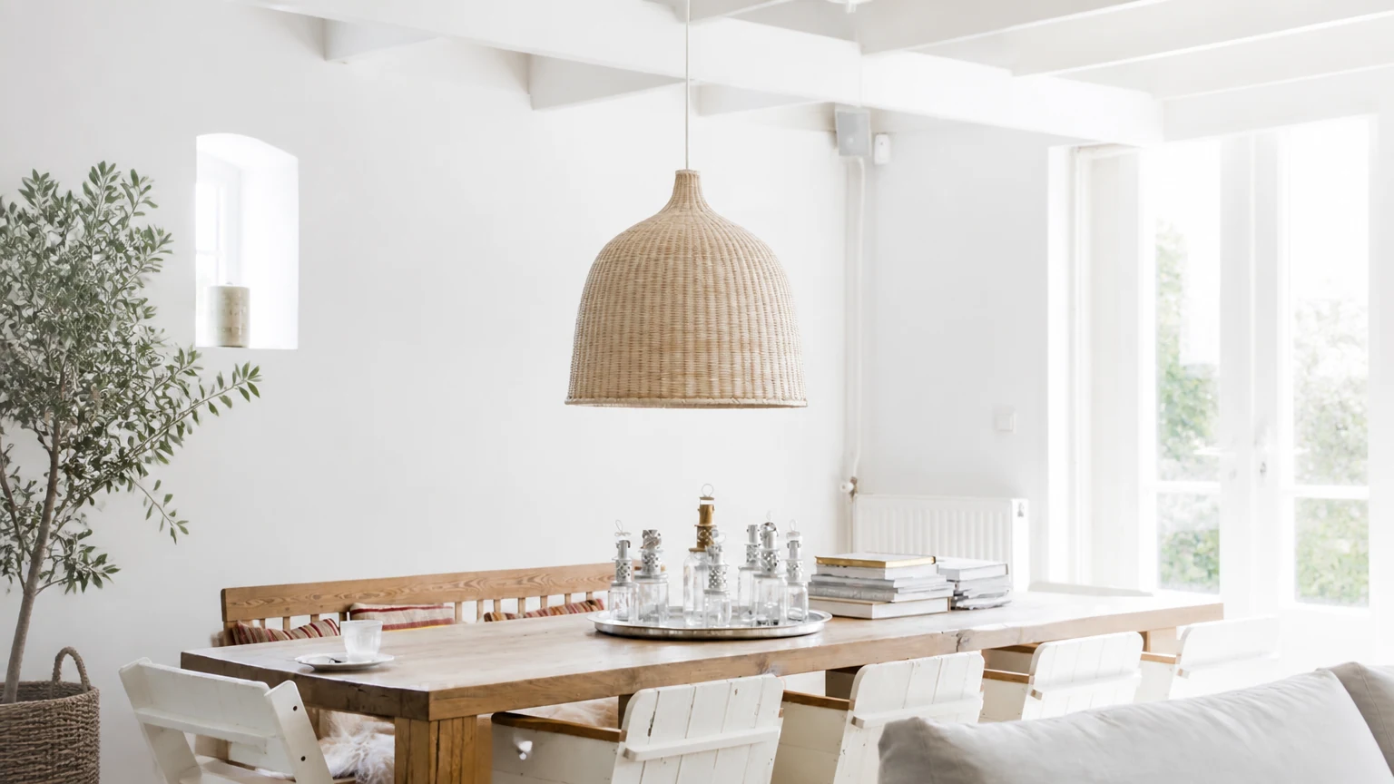 Rattan Pendant Light in a warm room scene